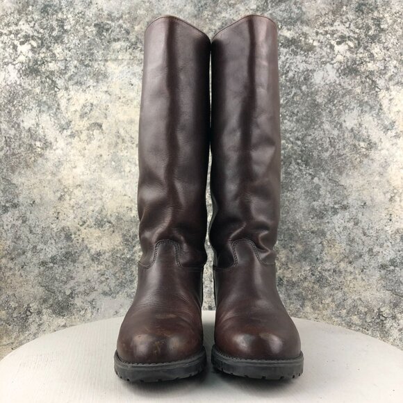 Eddie Bauer VTG Women's Size 8.5B Dark Brown Leather Knee High Tall Riding Boots - Picture 2 of 16